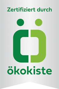 Logo Ökokiste mit Schriftzug "Zertifiziert durch:"